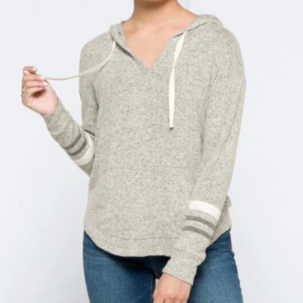 Market & Spruce Stitchfix Kallon Brushed Knit Pullover Hoodie in Gray 2X